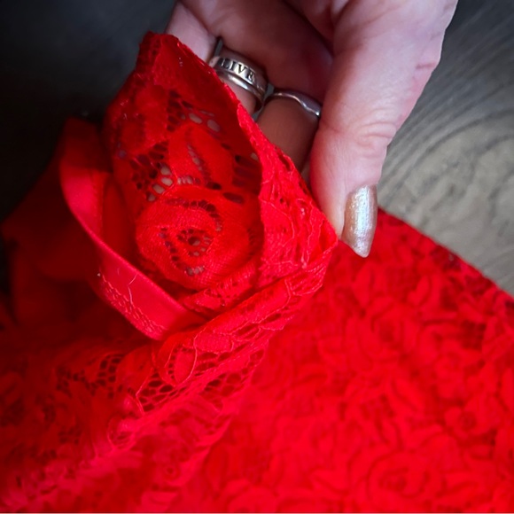 Limit evening dress mid length lace slip underneath rhinestone  straps women's M - Picture 6 of 10